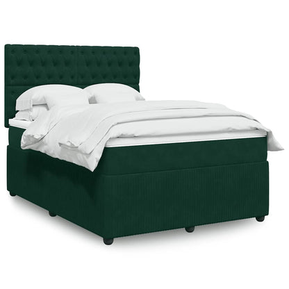 Giroletto a Molle con Materasso Verde Scuro 160x200 cm Velluto