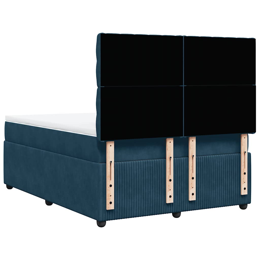 Giroletto a Molle con Materasso Blu 160x200 cm in Velluto