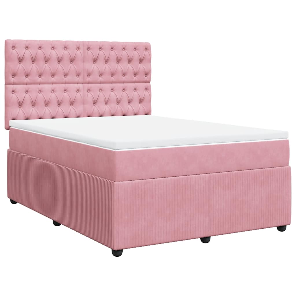 Giroletto a Molle con Materasso Rosa 160x200 cm in Velluto | homemem39