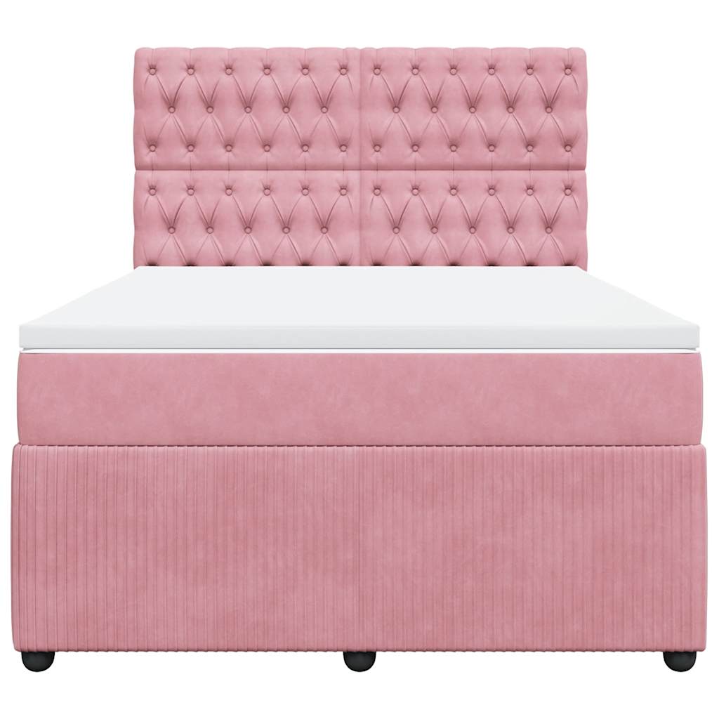 Giroletto a Molle con Materasso Rosa 160x200 cm in Velluto | homemem39