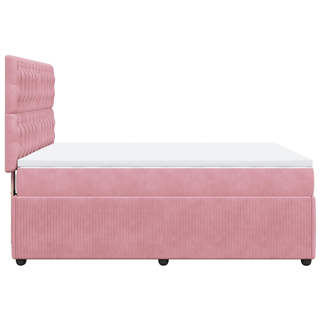 Giroletto a Molle con Materasso Rosa 160x200 cm in Velluto | homemem39
