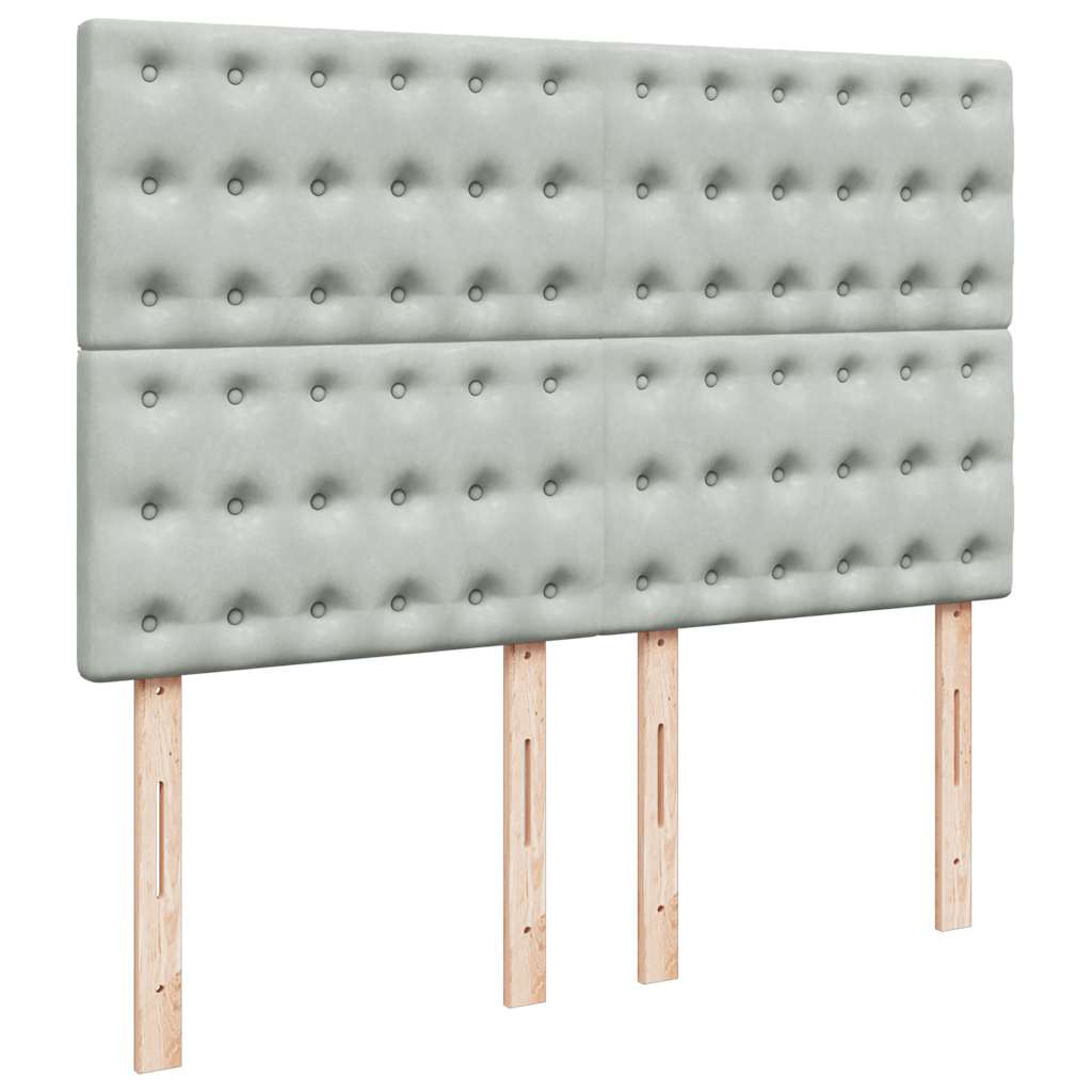 Giroletto a Molle con Materasso Grigio Chiaro 160x200cm Velluto