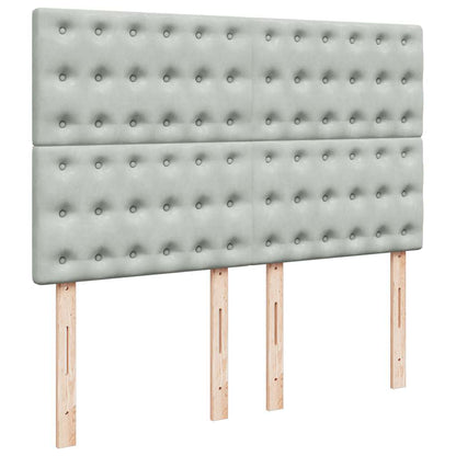 Giroletto a Molle con Materasso Grigio Chiaro 160x200cm Velluto