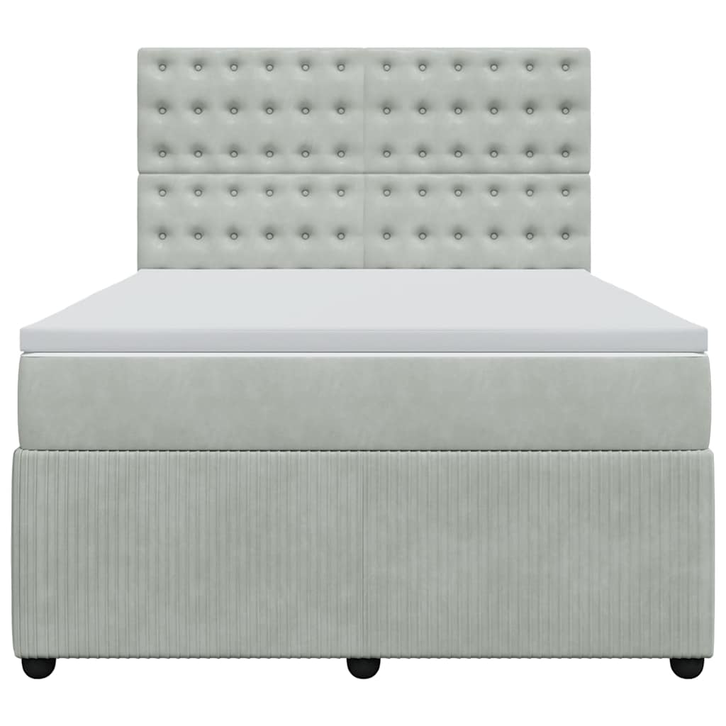 Giroletto a Molle con Materasso Grigio Chiaro 160x200cm Velluto