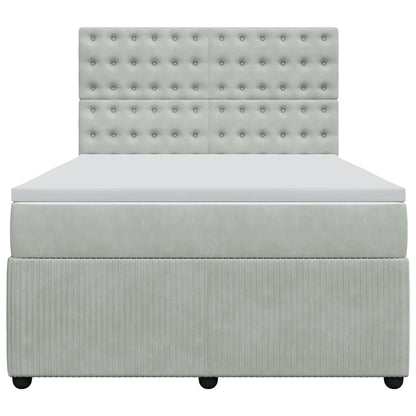 Giroletto a Molle con Materasso Grigio Chiaro 160x200cm Velluto