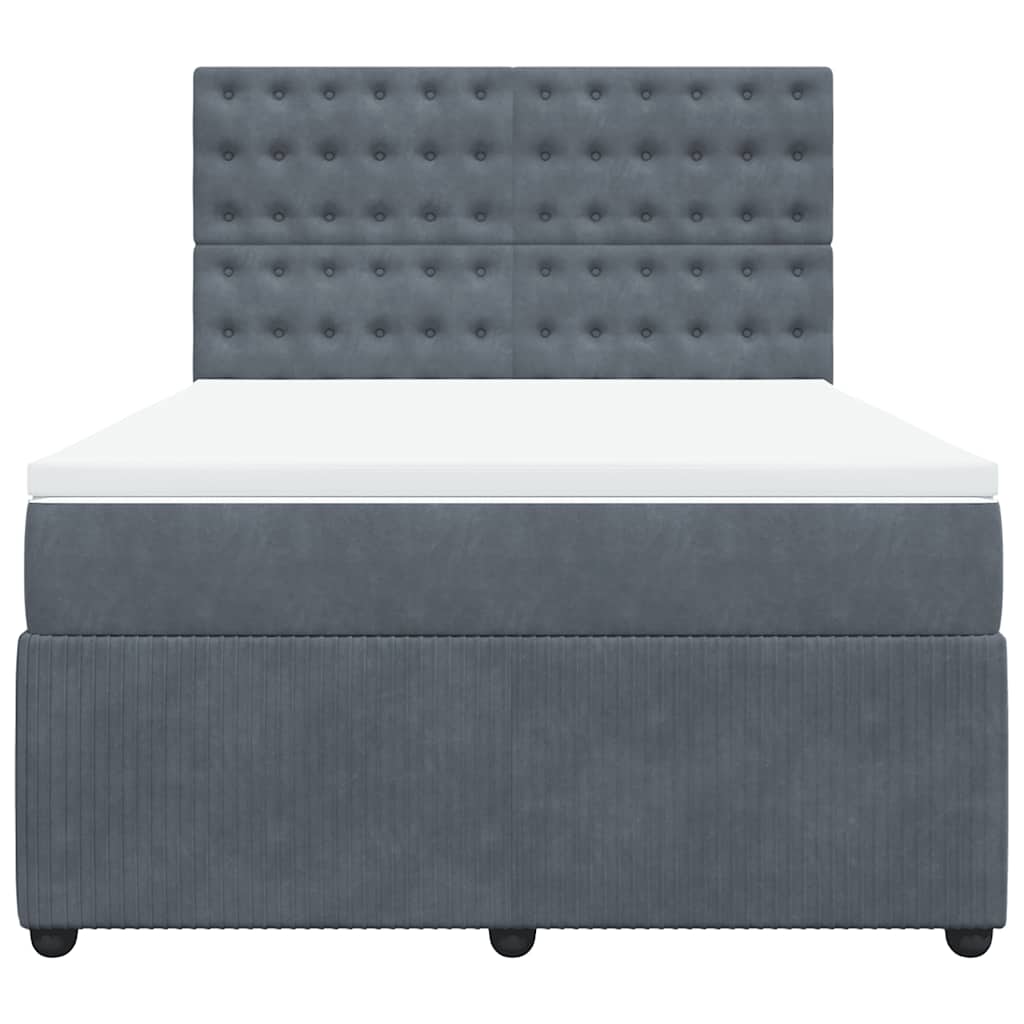 Giroletto a Molle con Materasso Grigio Scuro 160x200 cm Velluto