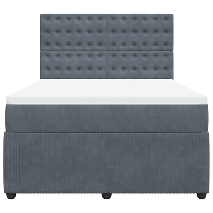 Giroletto a Molle con Materasso Grigio Scuro 160x200 cm Velluto