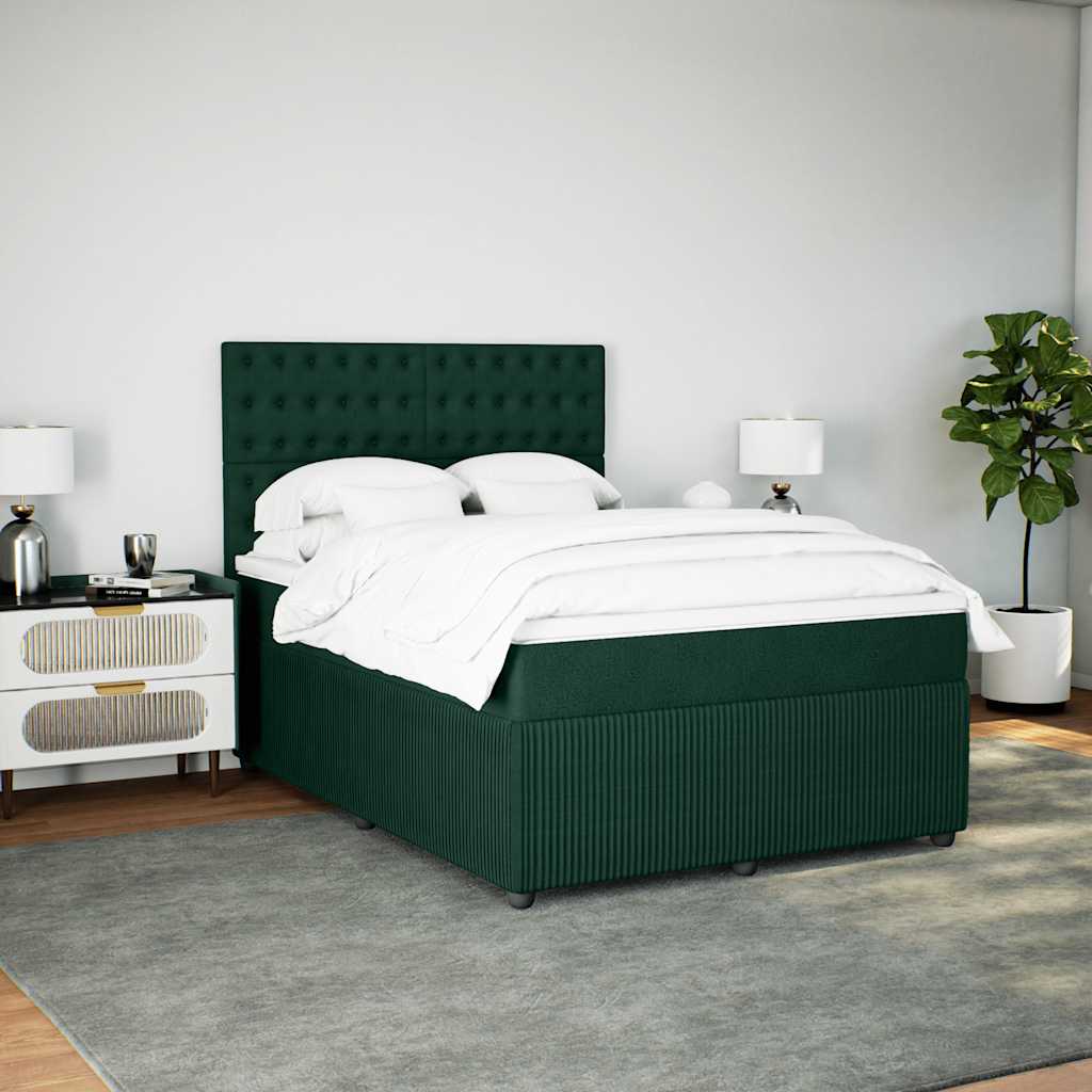 Giroletto a Molle con Materasso Verde Scuro 160x200 cm Velluto