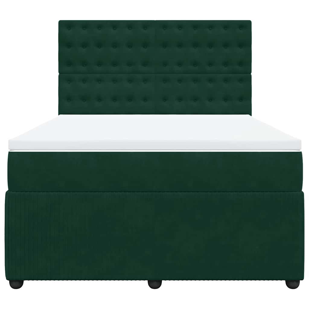 Giroletto a Molle con Materasso Verde Scuro 160x200 cm Velluto