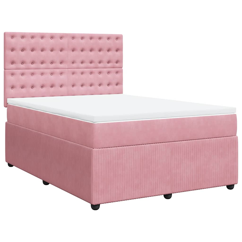 Giroletto a Molle con Materasso Rosa 160x200 cm in Velluto | homemem39