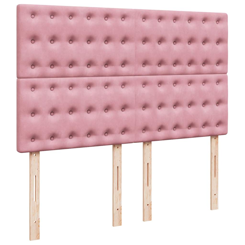 Giroletto a Molle con Materasso Rosa 160x200 cm in Velluto