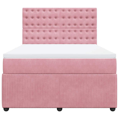 Giroletto a Molle con Materasso Rosa 160x200 cm in Velluto | homemem39