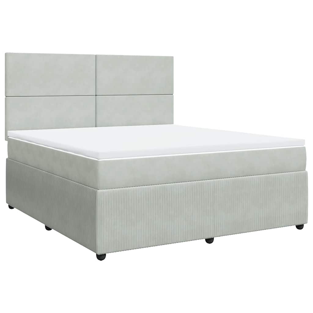 Giroletto a Molle con Materasso Grigio Chiaro 180x200cm Velluto