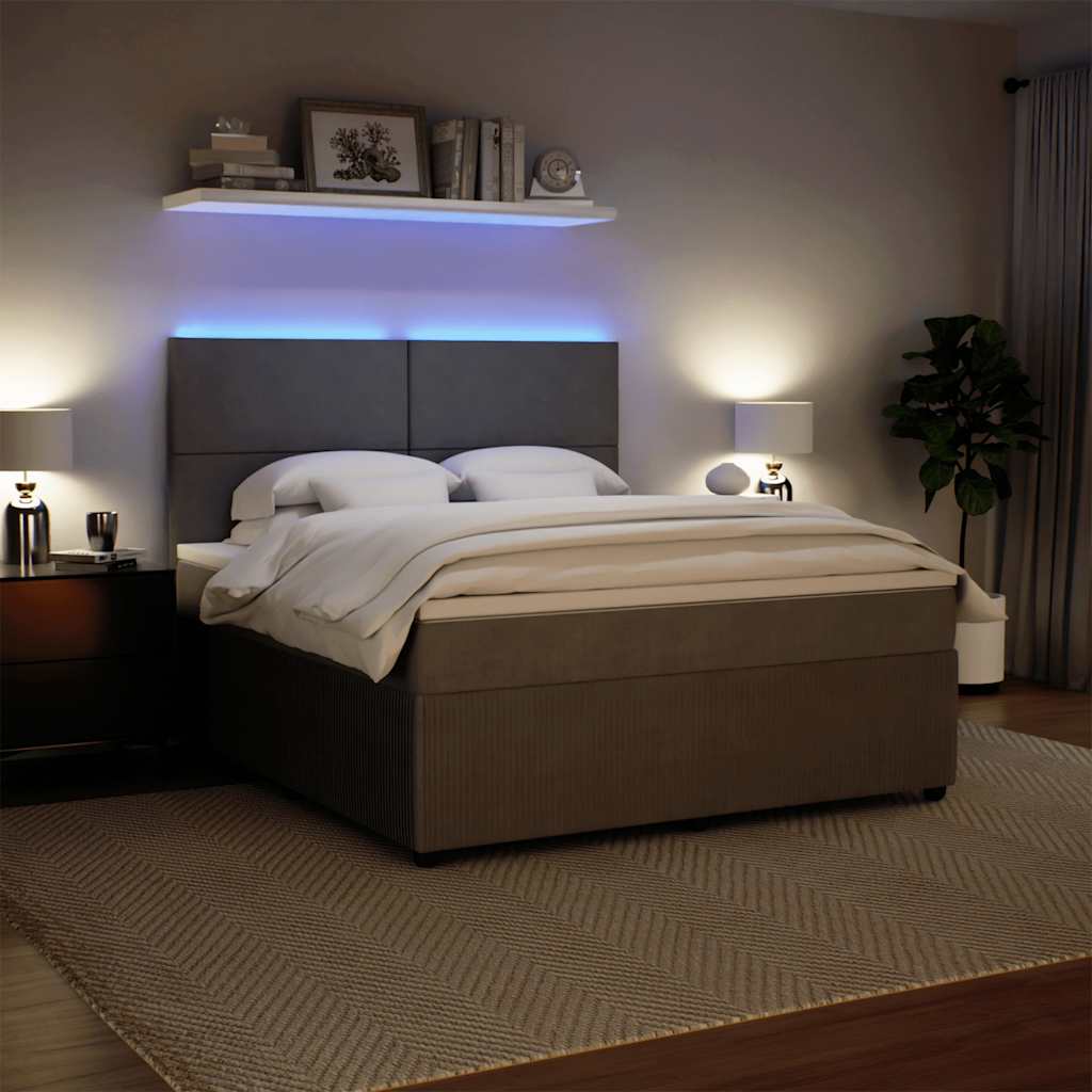 Giroletto a Molle con Materasso Grigio Chiaro 180x200cm Velluto