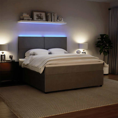 Giroletto a Molle con Materasso Grigio Chiaro 180x200cm Velluto