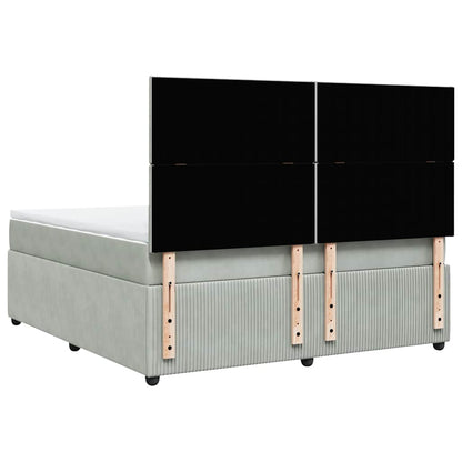 Giroletto a Molle con Materasso Grigio Chiaro 180x200cm Velluto