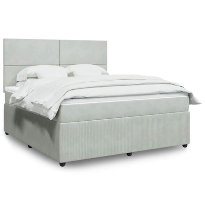 Giroletto a Molle con Materasso Grigio Chiaro 180x200cm Velluto