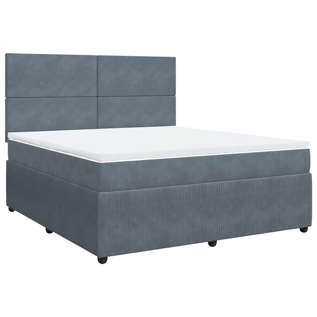 Giroletto a Molle con Materasso Grigio Scuro 180x200 cm Velluto