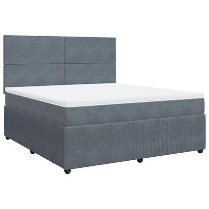 Giroletto a Molle con Materasso Grigio Scuro 180x200 cm Velluto