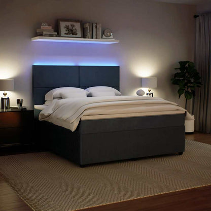 Giroletto a Molle con Materasso Grigio Scuro 180x200 cm Velluto