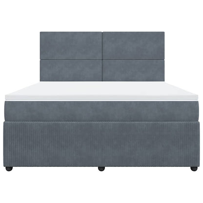 Giroletto a Molle con Materasso Grigio Scuro 180x200 cm Velluto