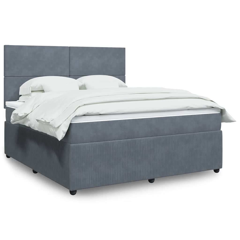 Giroletto a Molle con Materasso Grigio Scuro 180x200 cm Velluto