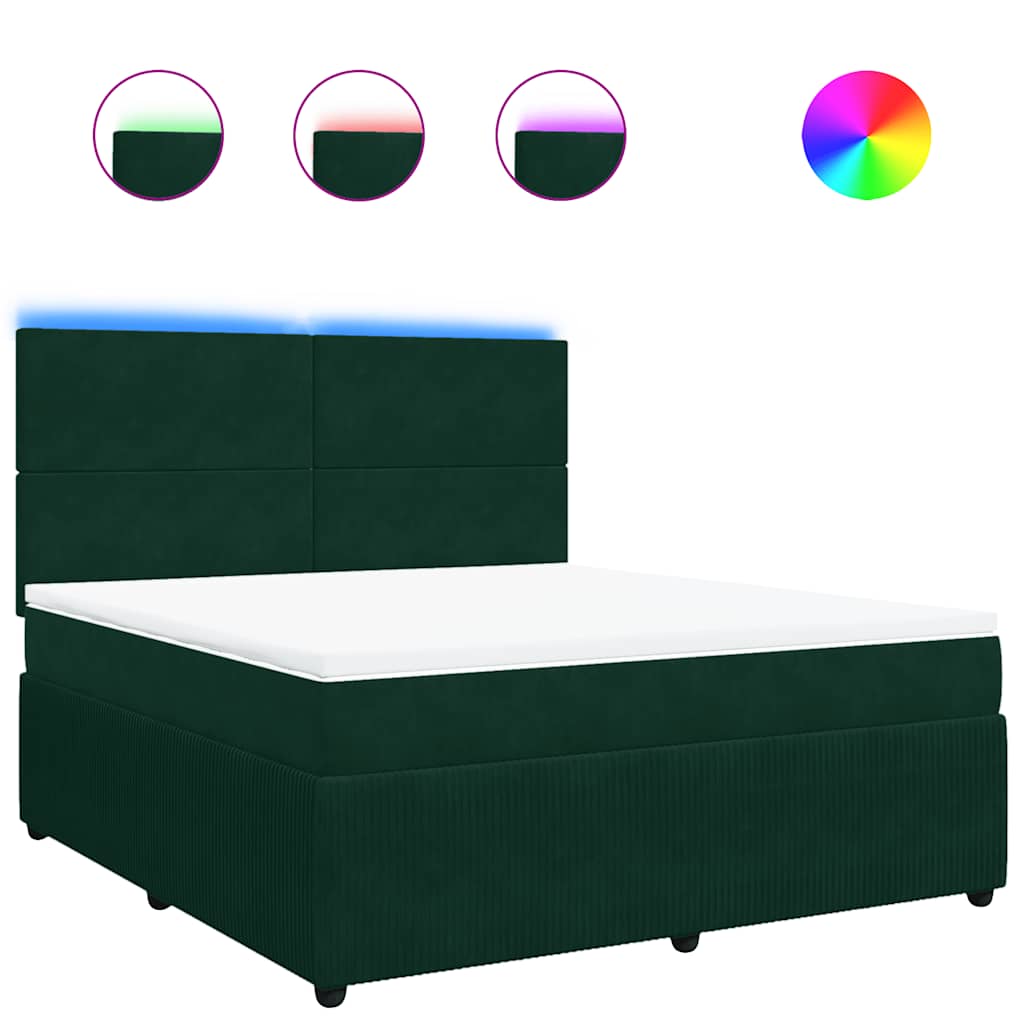 Giroletto a Molle con Materasso Verde Scuro 180x200 cm Velluto