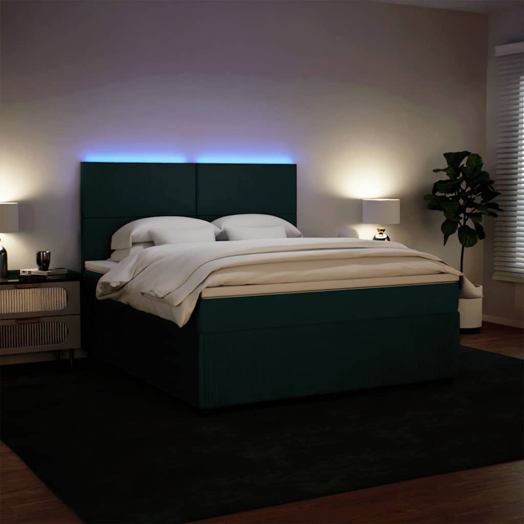 Giroletto a Molle con Materasso Verde Scuro 180x200 cm Velluto