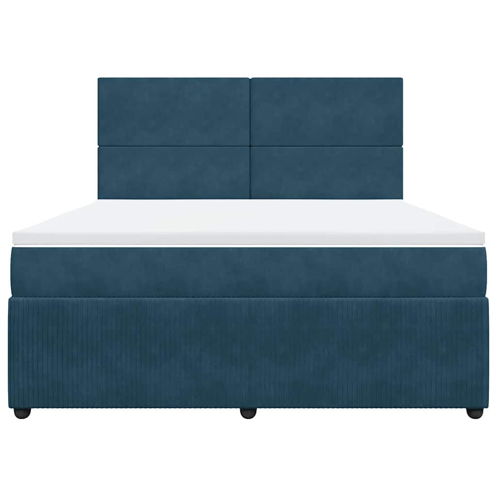 Giroletto a Molle con Materasso Blu 180x200 cm in Velluto