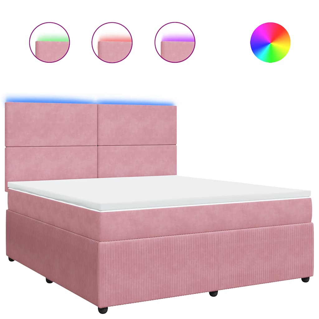 Giroletto a Molle con Materasso Rosa 180x200 cm in Velluto | homemem39