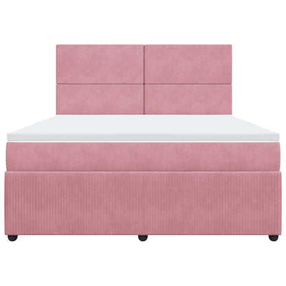Giroletto a Molle con Materasso Rosa 180x200 cm in Velluto | homemem39