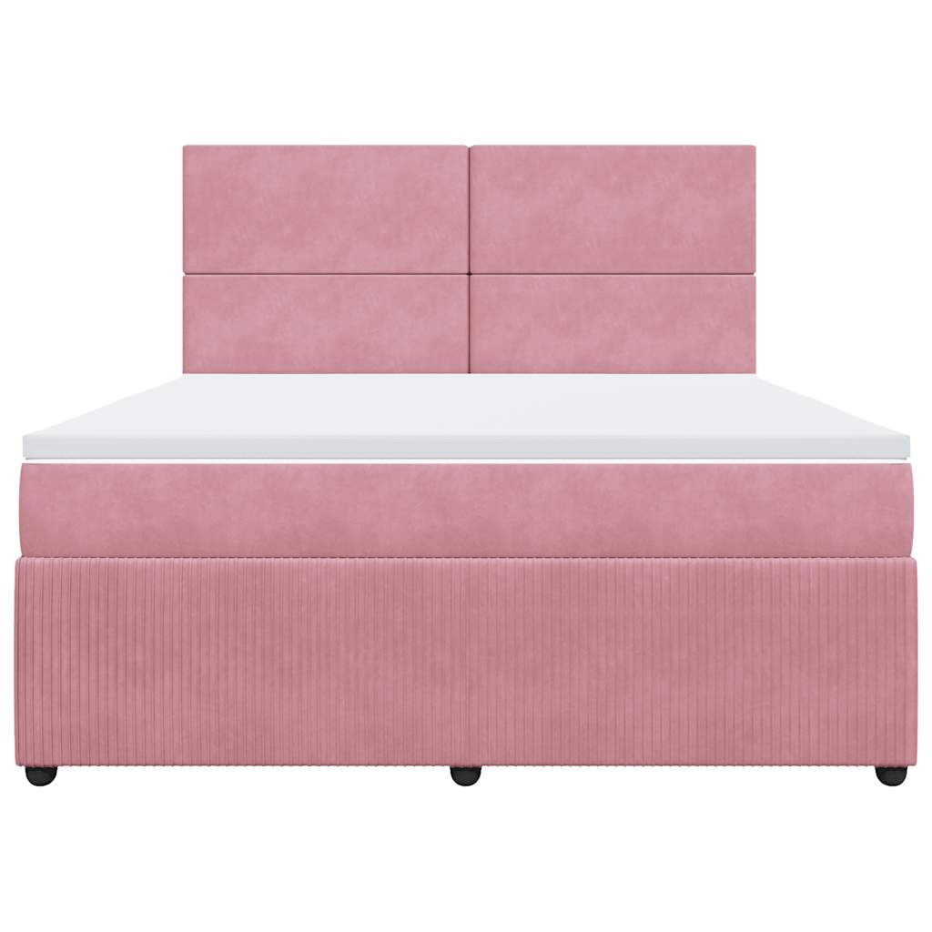 Giroletto a Molle con Materasso Rosa 180x200 cm in Velluto