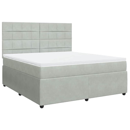 Giroletto a Molle con Materasso Grigio Chiaro 180x200cm Velluto