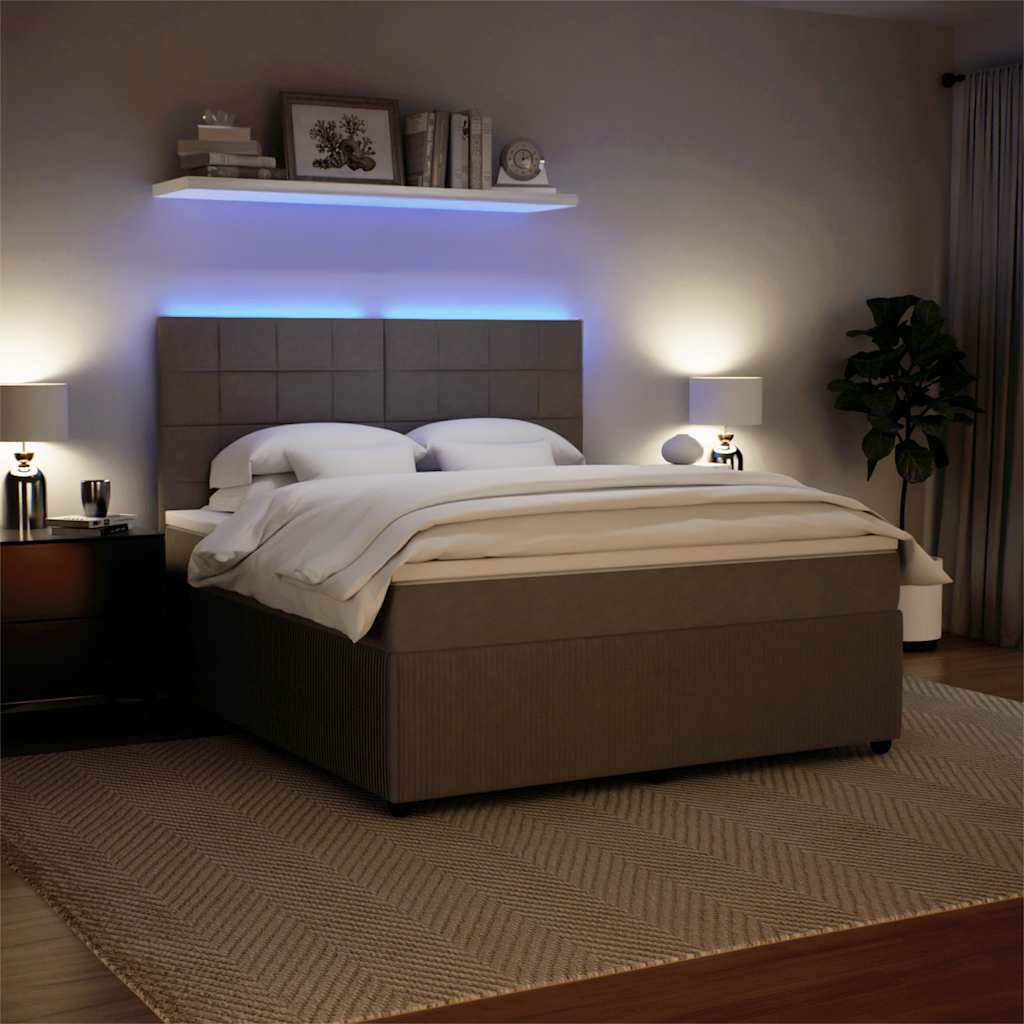 Giroletto a Molle con Materasso Grigio Chiaro 180x200cm Velluto