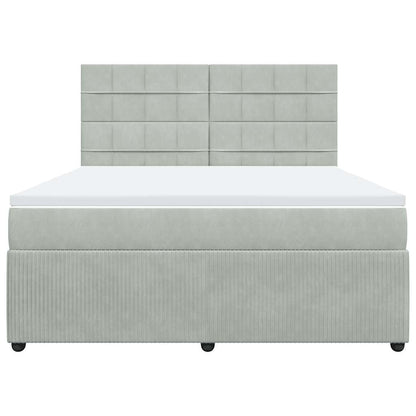 Giroletto a Molle con Materasso Grigio Chiaro 180x200cm Velluto