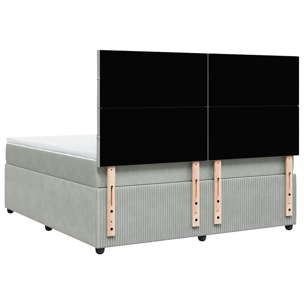 Giroletto a Molle con Materasso Grigio Chiaro 180x200cm Velluto