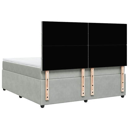 Giroletto a Molle con Materasso Grigio Chiaro 180x200cm Velluto