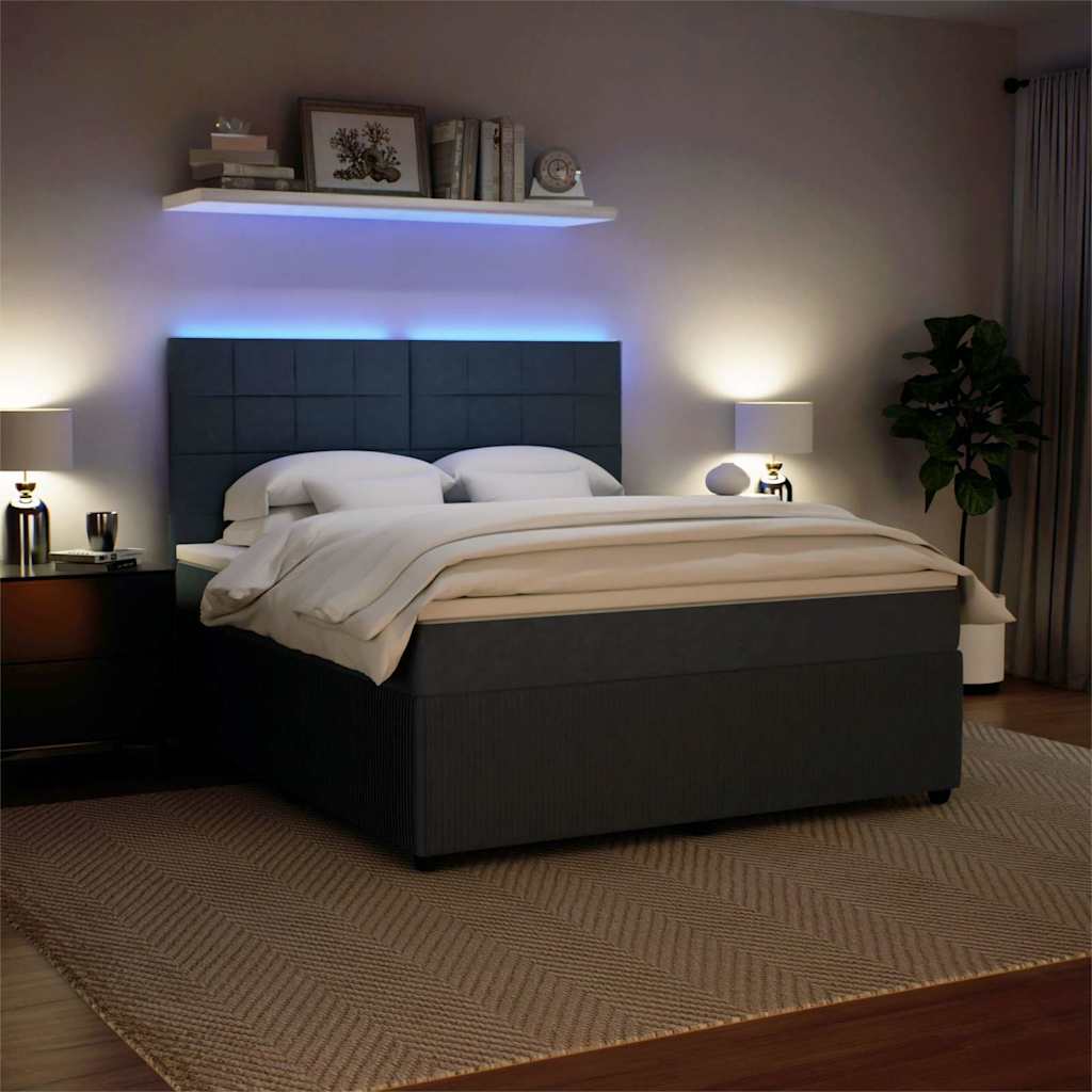 Giroletto a Molle con Materasso Grigio Scuro 180x200 cm Velluto