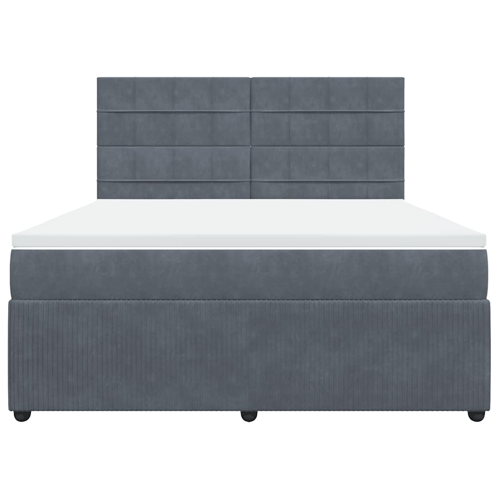 Giroletto a Molle con Materasso Grigio Scuro 180x200 cm Velluto