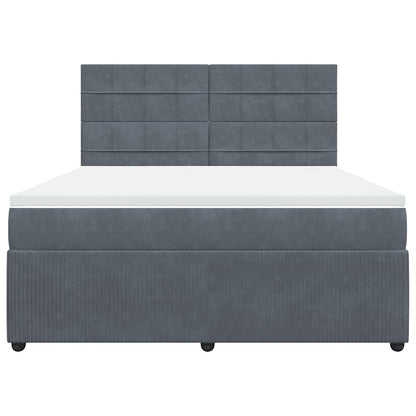 Giroletto a Molle con Materasso Grigio Scuro 180x200 cm Velluto