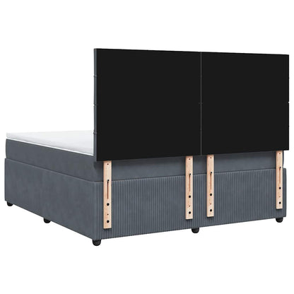 Giroletto a Molle con Materasso Grigio Scuro 180x200 cm Velluto