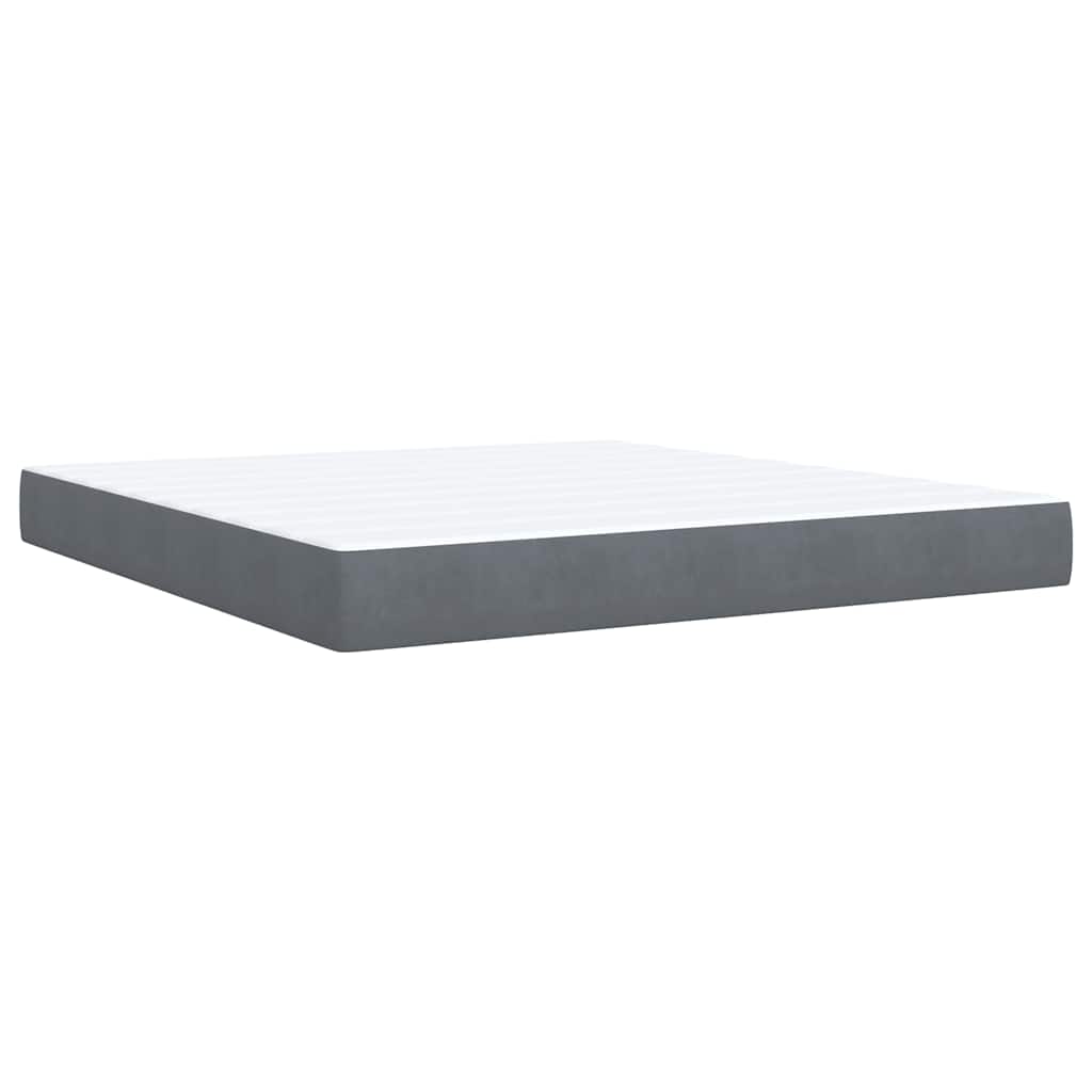 Giroletto a Molle con Materasso Grigio Scuro 180x200 cm Velluto