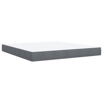 Giroletto a Molle con Materasso Grigio Scuro 180x200 cm Velluto