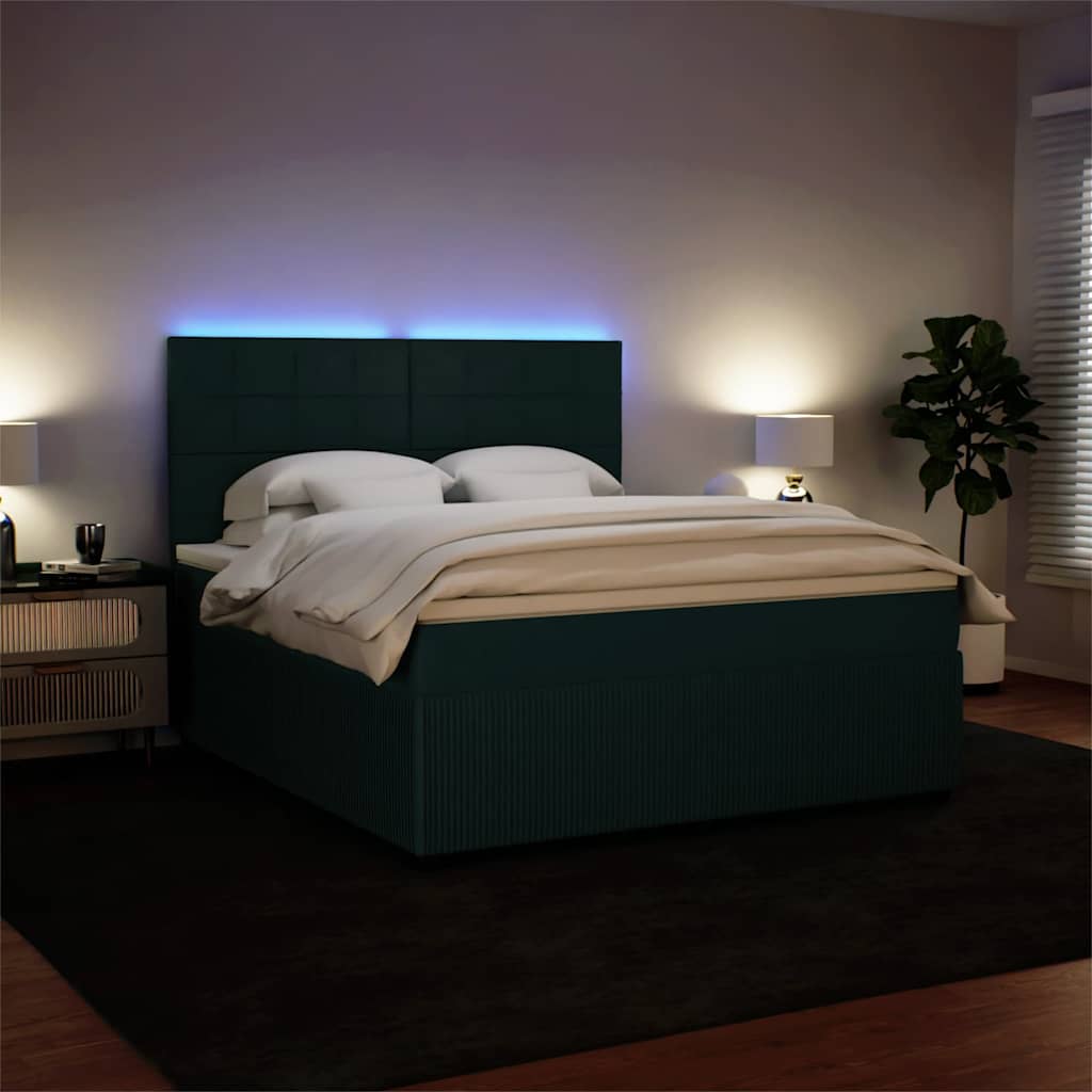 Giroletto a Molle con Materasso Verde Scuro 180x200 cm Velluto