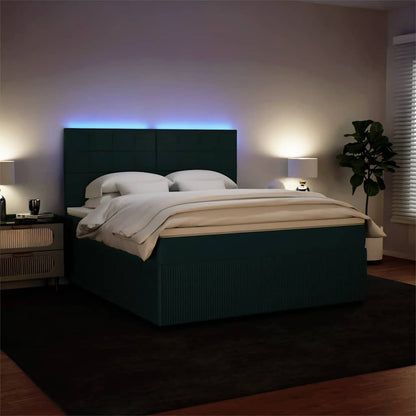 Giroletto a Molle con Materasso Verde Scuro 180x200 cm Velluto