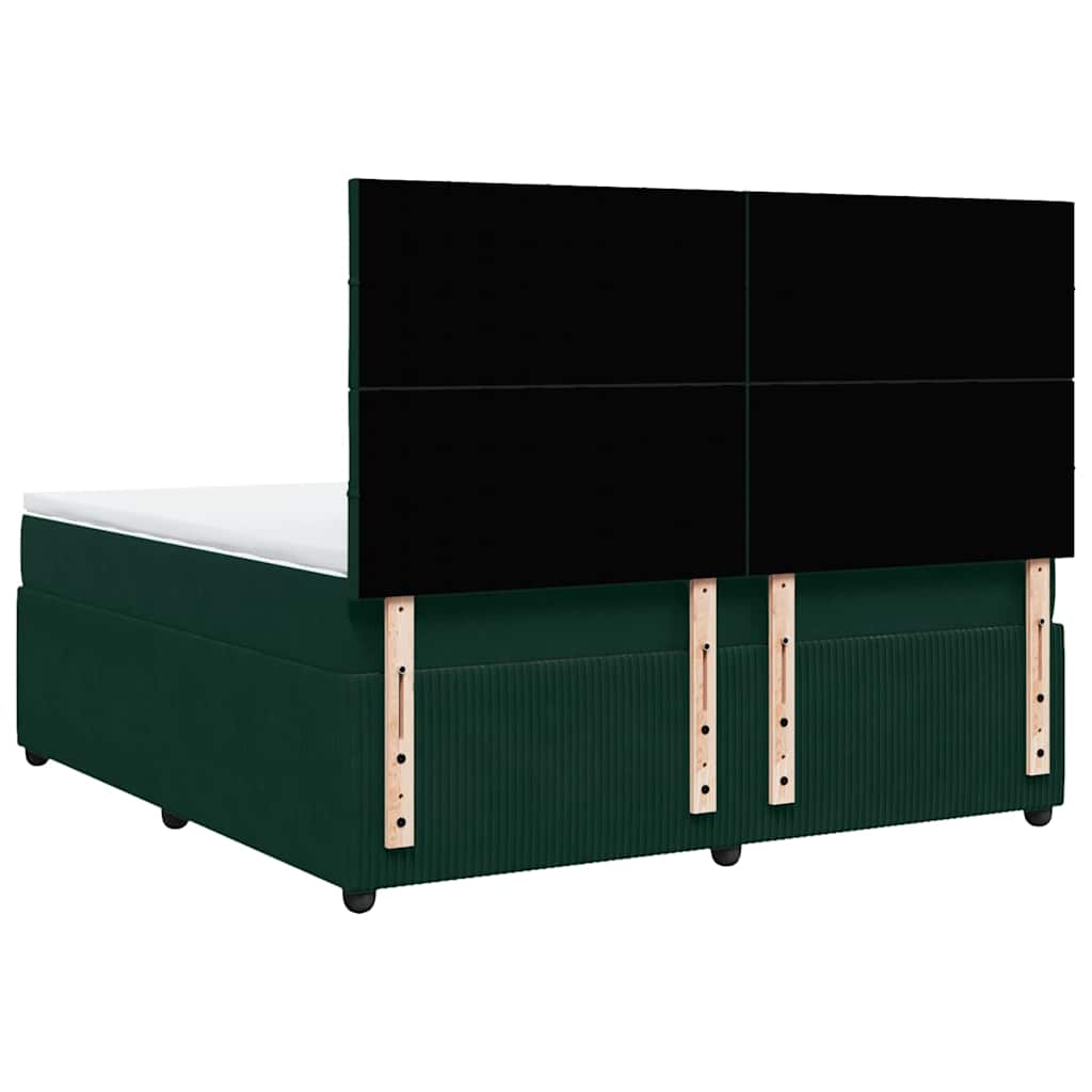 Giroletto a Molle con Materasso Verde Scuro 180x200 cm Velluto