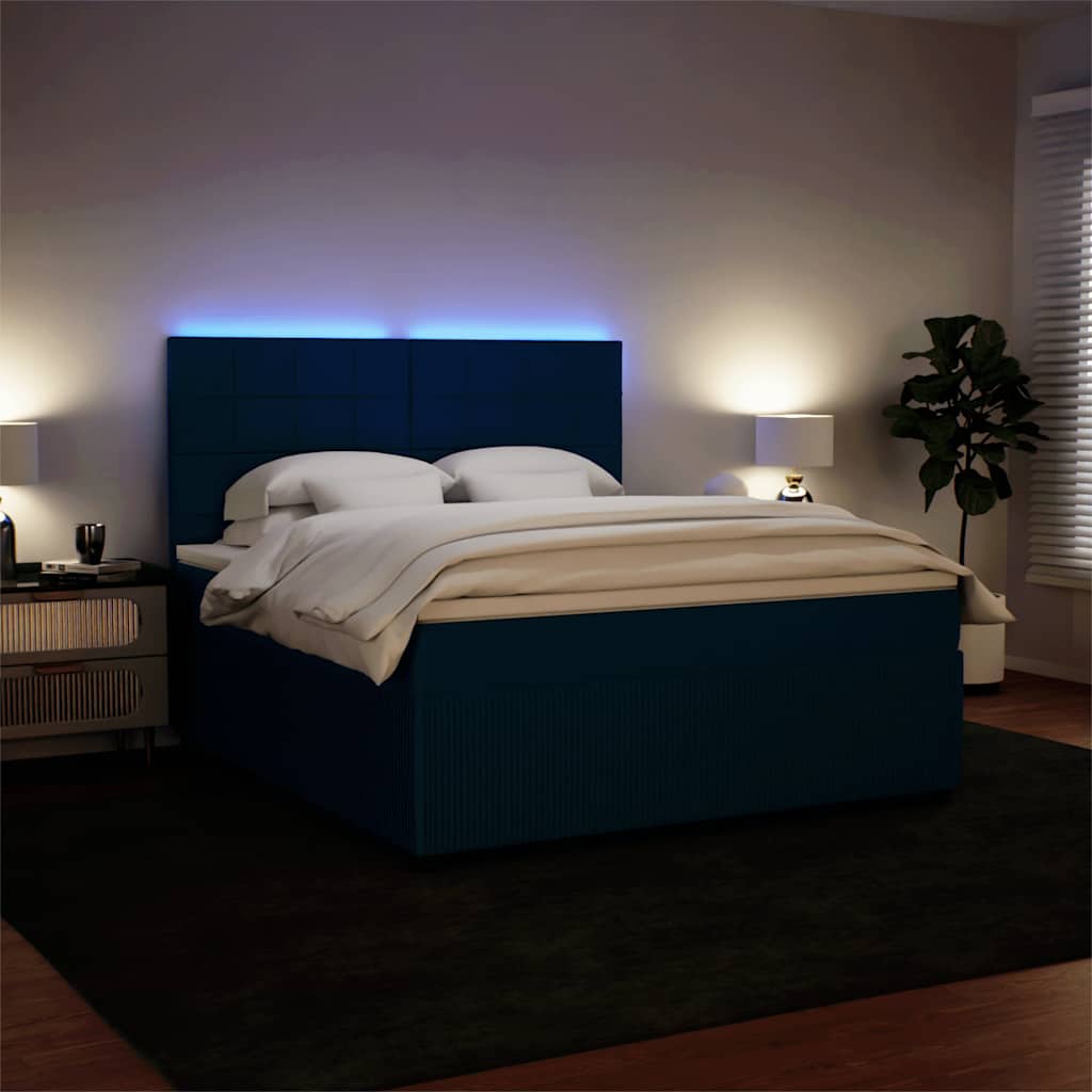 Giroletto a Molle con Materasso Blu 180x200 cm in Velluto