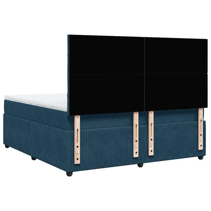 Giroletto a Molle con Materasso Blu 180x200 cm in Velluto