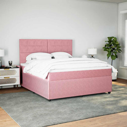 Giroletto a Molle con Materasso Rosa 180x200 cm in Velluto | homemem39