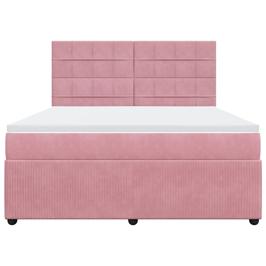 Giroletto a Molle con Materasso Rosa 180x200 cm in Velluto | homemem39